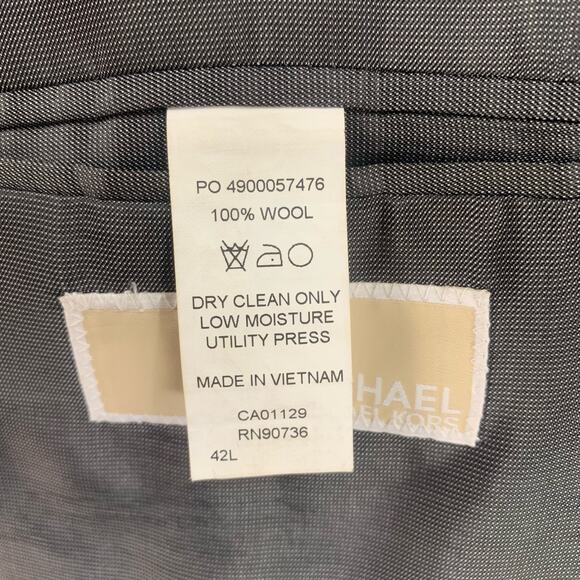 MICHAEL Micahel Kors Size 42L Men's Wool Sport Coat Blazer Jacket Gray Business - Picture 10 of 10